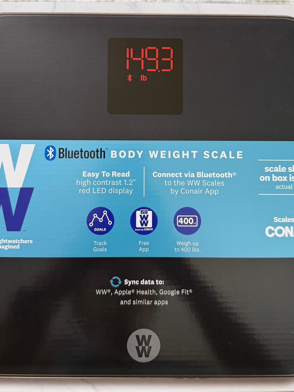 Weight Watchers Bluetooth Body Weight Scale – Black with Blue Accents